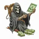 grim reaper spreading money with a cigar in his mouth tattoo design idea