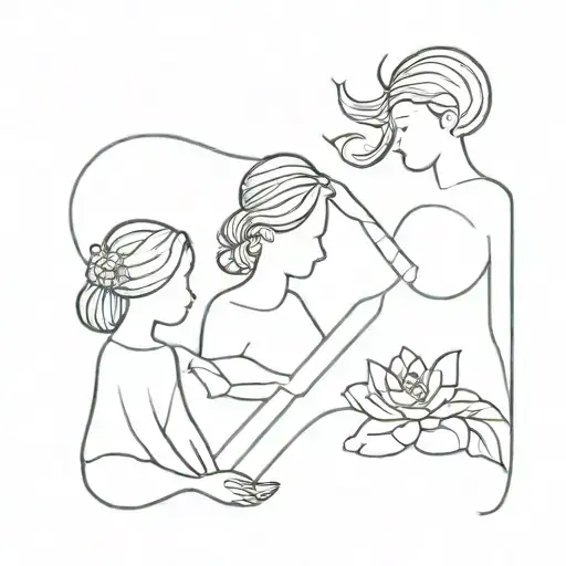 3 generation daughters tattoo design idea