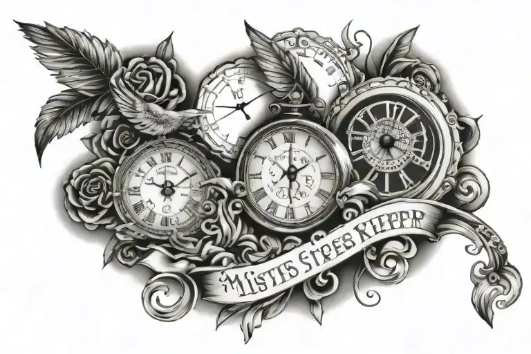 create a tattoo stencil saying the words my sisters keeper with a clock and roman numerals for the date july 3rd 2010 tattoo design idea