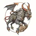 devil and flying egal  tattoo design idea