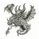 devil and flying egal  tattoo design idea