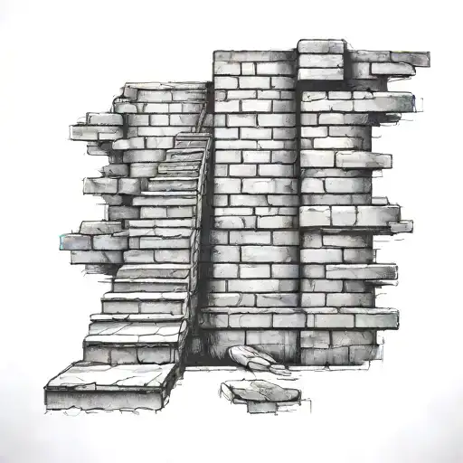 Counted Steps on a brick wall tattoo design idea