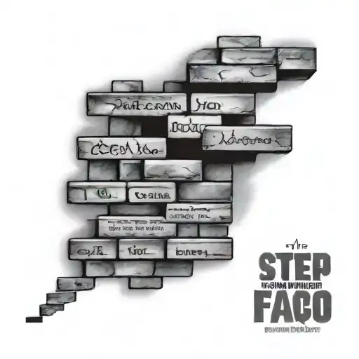 the words counted steps on a brick wall wrapped tattoo design idea