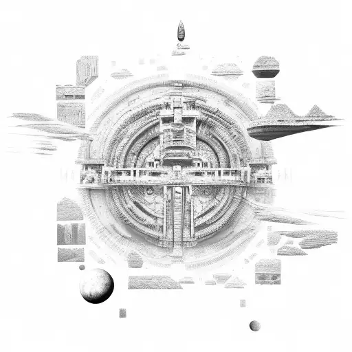 ancient civilizations structures in space tattoo design idea