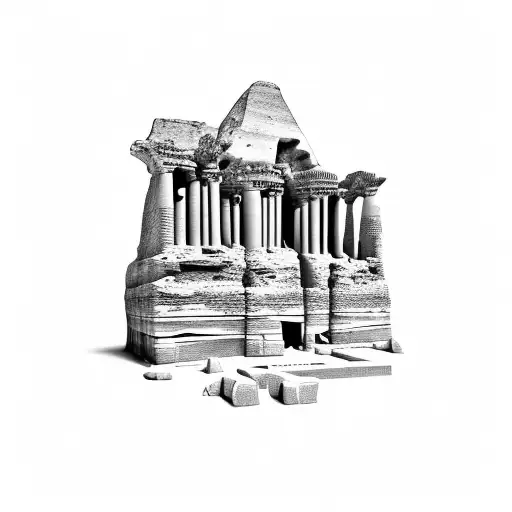 Atlantis, Petra Jordan, Mayan, Egyptian ruins tattoo design idea