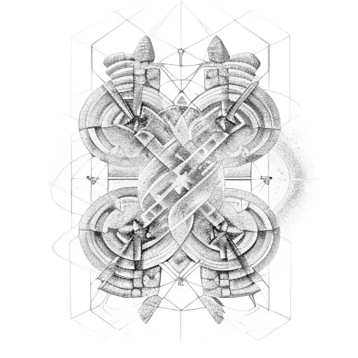 aancient megaliths connected with double helix and outer space tattoo design idea