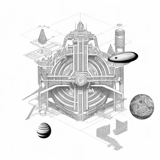 ancient civilizations structures in space tattoo design idea