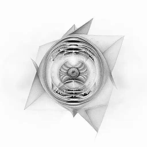 sacred geometryin the form of a double helix infused with ancient temples landscapes and outer space with planets tattoo design idea