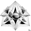 ancient civilizations temples and pyramids with double helix connecting atoms to outer space tattoo design idea