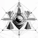 ancient civilizations temples and pyramids with double helix connecting atoms to outer space tattoo design idea