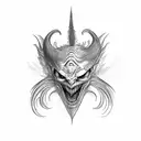 lucifer flying looking up where there in an eye tattoo design idea