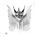 lucifer flying looking up where there in an eye tattoo design idea