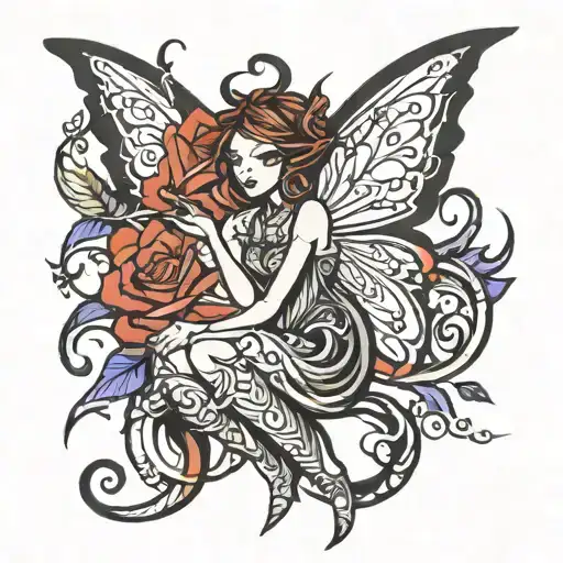 tribal fairy tattoo design idea