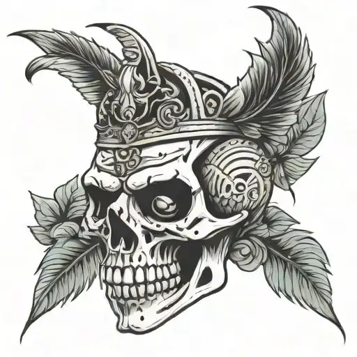 zombie pharoah skull tattoo design idea