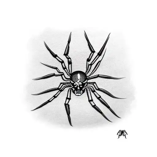 spider with skull abdomen tattoo design idea