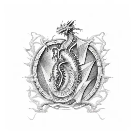 Metal Dragon with a 2000 chain tattoo design idea