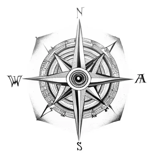 compass with Greek evil eye in the middle tattoo design idea