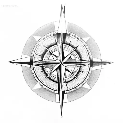 compass with Greek evil eye in mddle tattoo design idea