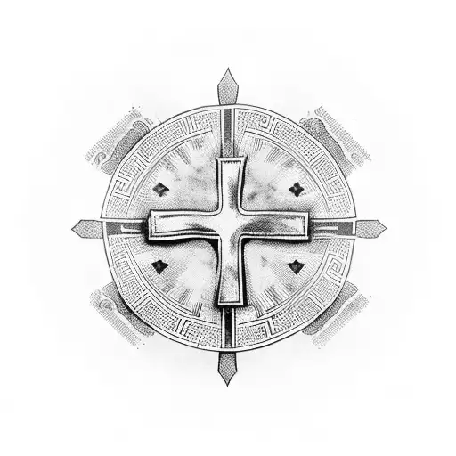 greek flag with cross tattoo design idea