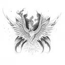 A mythical creature like a phoenix or dragon, but with a cosmic twist tattoo design idea