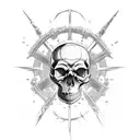 Skull weapon tattoo design idea