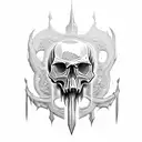 Skull weapon tattoo design idea