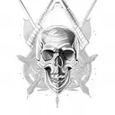 Skull weapon tattoo design idea
