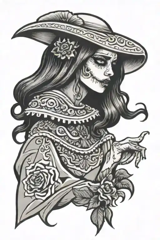 La Llorona with sign «La Llorona» tattoo design idea