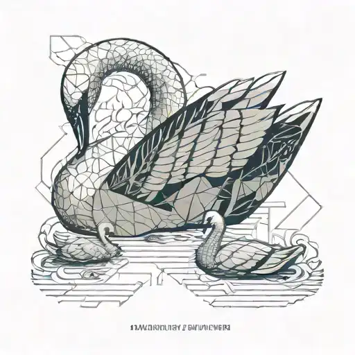 a mother swan with 2 cygnets incorporating the name Ada tattoo design idea