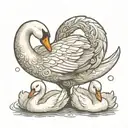 a mother swan with 2 cygnets incorporating the name Ada tattoo design idea