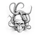 skull with tentacles tattoo design idea