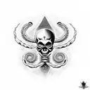 skull with tentacles tattoo design idea