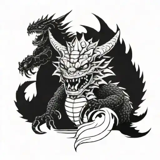 kaiju collage tattoo design idea