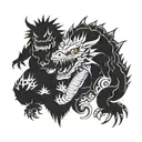 kaiju collage tattoo design idea