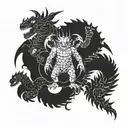 kaiju collage tattoo design idea