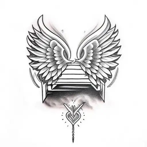 a warrior with angel wings  tattoo design idea