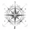 An intricate tattoo featuring a compass and musical notes to symbolize your occupation as a seafarer and passion for music tattoo design idea