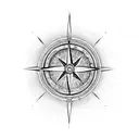 An intricate tattoo featuring a compass and musical notes to symbolize your occupation as a seafarer and passion for music tattoo design idea
