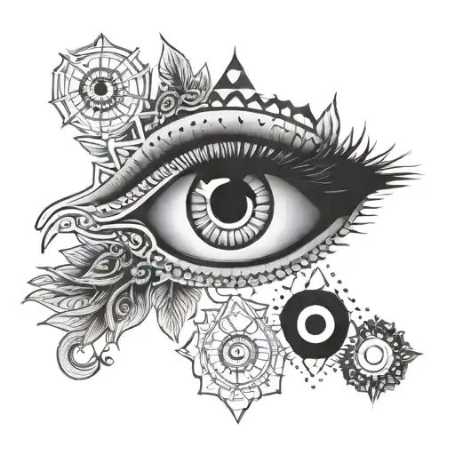 evil eye and Algerian desert tattoo design idea