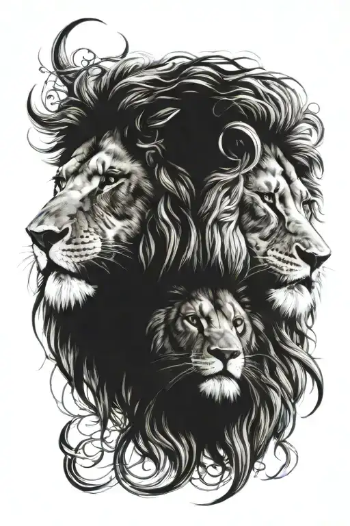 Face of a Lion and Vikings symbol surrounded tattoo design idea