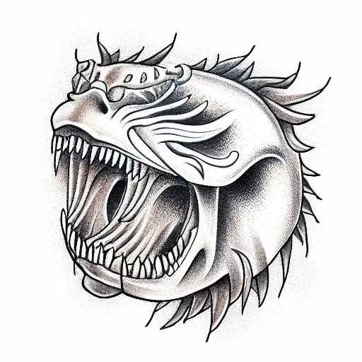 Huge mouth with sharp teeth tattoo design idea