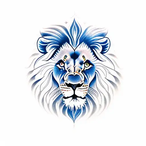 Lion blue  tattoo design idea