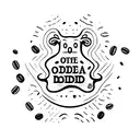 Coffee beans with the word "the odd bean" tattoo design idea