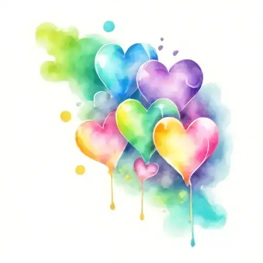 rainbow hearts playing card tattoo design idea
