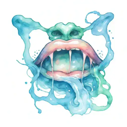 rainbow tongue hanging tattoo design idea