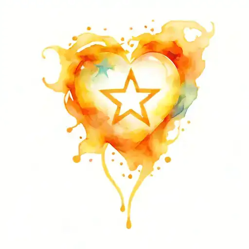heart with star tattoo design idea