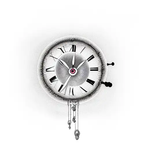 clock, Rose and eye tattoo design idea