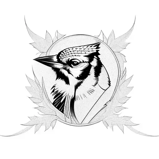 Black and Grey Blue Jay Tattoo Idea - BlackInk AI