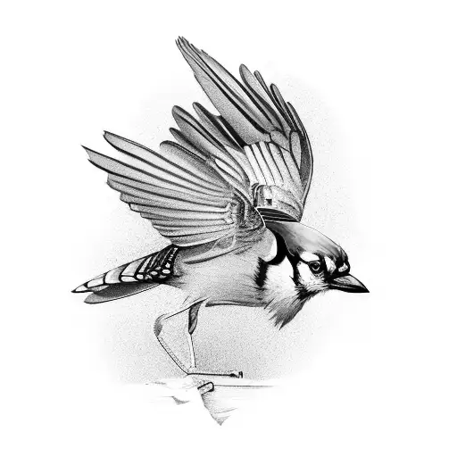 Black and Grey Blue Jay Tattoo Idea - BlackInk AI