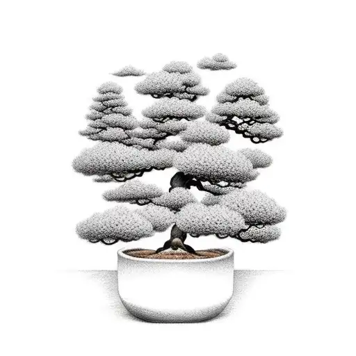 bonsai tree with clouds  tattoo design idea